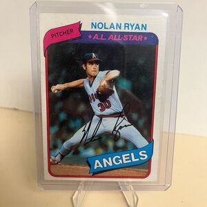 1980 Nolan Ryan Angels Baseball Card in excellent condition.